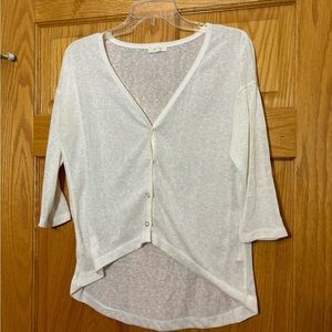 E M off white 3/4 sleeve button cardigan